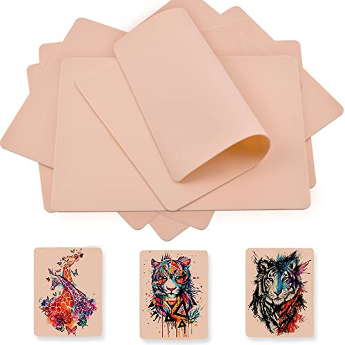 TONAUP Tattoo Übungshaut, 10 Stück Tattoo Praxis Haut Doppelseitig Profi Kunsthaut für Temporäre Tattoo Schablonen ohne Motiv, 20cm x 15cm x 0.1cm
