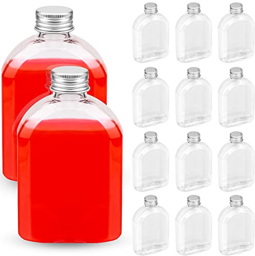 Nerissa 12 Pcs 7oz (200 ml) Plastic Bottles with Screw Lids, Clear Top Empty Reusable Juice Milk Smoothie for Storing Homemade Juices, Water and Other Beverages