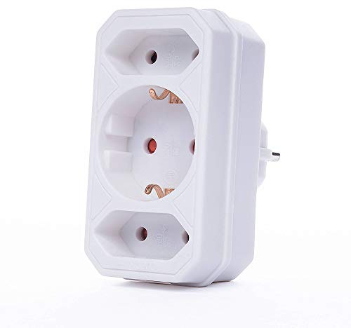 Steckdosenadapter 3-fach Weiß - Mehrfachstecker mit Kindersicherung aus hochwertigem Kunststoff 16A 250V EU Stecker (1)