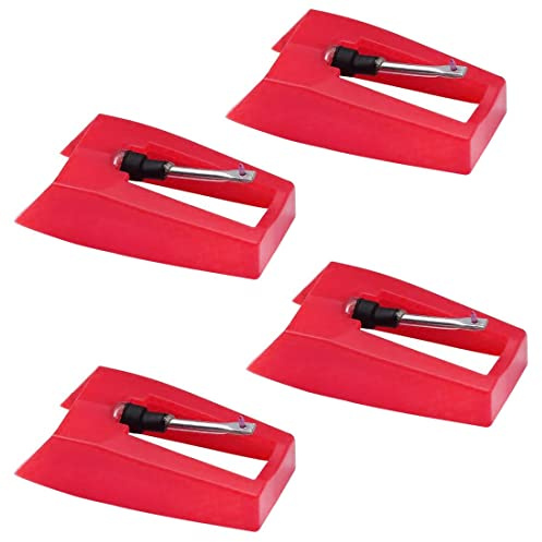 4pcs Aguja de repuesto con punta diamante tocadiscos for ION ICT04RS y Crosley NP4 Aguja Repuesto Agujas Tocadiscos Tocadiscos Stylus Tocadiscos Accesorios Reemplazo Agujas Tocadiscos Vinilo (Rojo)