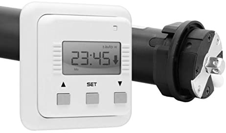 NOBILY Profi-Set PE5 50/12-60, elektronischer Rollladenmotor, Rohrmotor, inkl. Zeitschaltuhr Relax ultraweiß für SW60 Achtkantwelle