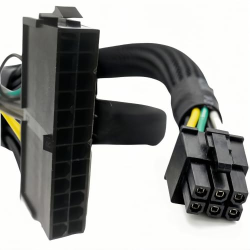 For Dell OptiPlex/Vostro 6 Pin Power Adapter – 24 Pin to 6 Pin ATX PSU Conversion Cable, –for Dell Optiplex, Inspiron, Vostro & Acer Desktop PCs – 18AWG 13.3 Inch (34cm) (Replace Proprietary PSU)