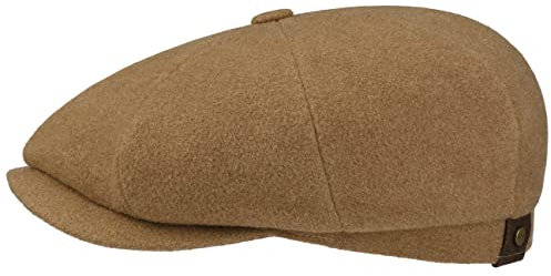 Stetson Hatteras Schirmmütze Damen Herren Flat Cap mit Wolle Kaschmir Herbst Winter Flanelfutter Camel 56 cm