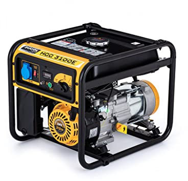 Générateur à essence 3 kW/3,3 kW – Générateur de courant 230 V avec réservoir de 9 l, démarrage électrique et manuel, AVR, silencieux et portable, autonomie de 6 h, seulement 40 kg, 96 dB/A