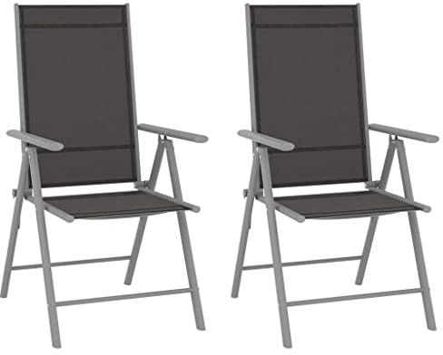 Bussandri Exclusive - Gartenstühle Klappbar 2 STK. Textilene Schwarz