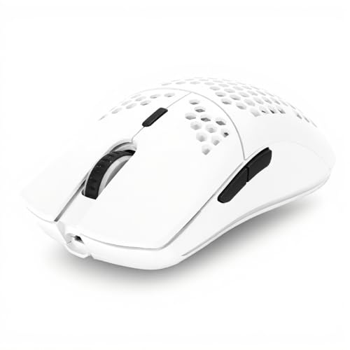 Cuifati Wireless Gaming Mouse, 2.4G Hollow Computer Mouse, Adjustable 4 Levels DPI, Hollow Design (White)