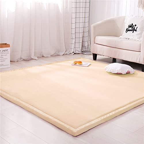Spielmatte Krabbelmatte Baby Kinder Matte, Extra Dick 3cm Faltbar, Teppich Kinder Krabbeldecke Weiche rutschfest Tatami kinderzimmer Deko, Beige, Grösse: 200x220cm