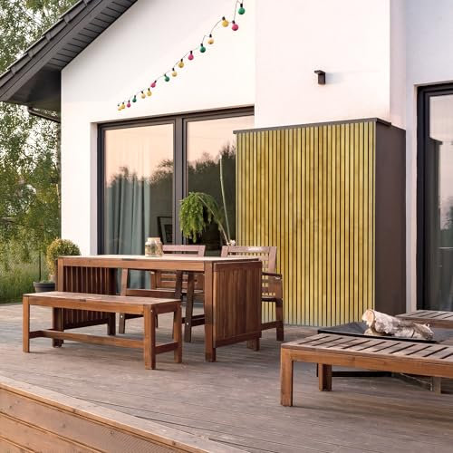 dedeco Outdoor-Rückwand Dekor Wand für Garten, Terrasse, als Außenfassade Paneel Motiv: Holz V7, 300 x 150 cm, wasserfest, robust, als Wandverkleidung aus Aluminium, einfach renovieren