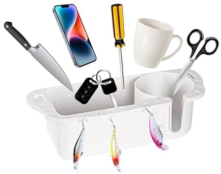 JT-HLM Boat Storage, Kayak Cup Holder, Fishing Lure Tackle Box, Boat Caddy Organizer, Multi functional Storage Box for Yacht Ship Fishing Storage (white)
