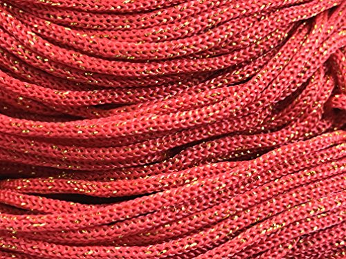 filati italiani cordini laminati Swan Glitter 500g - 450 metri per borse handmade e molto altro ancora (rosso/oro, THAI GLITTER)