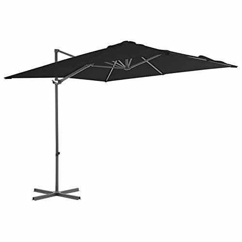 Homgoday Ampelschirm mit Stahlstange terrakotta 250x250 cm, Schwarz , Size: 300 x 255 cm