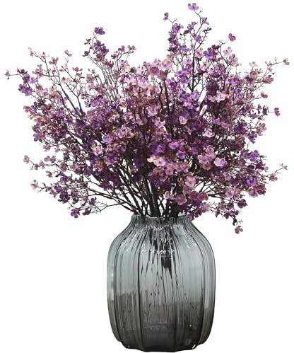 JAKY-Global Künstliche Blumen 12 Stück Getrocknete Unechte Seide Blumen Babysbreath Pflanze Dekoration für Hochzeit Sträuße Haus Garten Party Blumenschmuck (Herbst Lila)