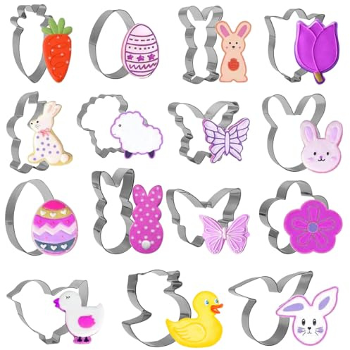 15 Pcs Cookie Cutter Set, AIFUDA Flower Cookie Cutter Animal Cracker Cookie Cutters Stainless Steel Cookie Cutters Baking Tool for Home Kitchen