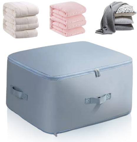 TBLMPNE Aufbewahrungstasche Ultra Platz Sparender Selbstkomprimierender Organizer, Aufbewahrungsbox Komprimierender Beutel for Bettdecken Kleidung Decken (Blau, XL 52x42x60CM)
