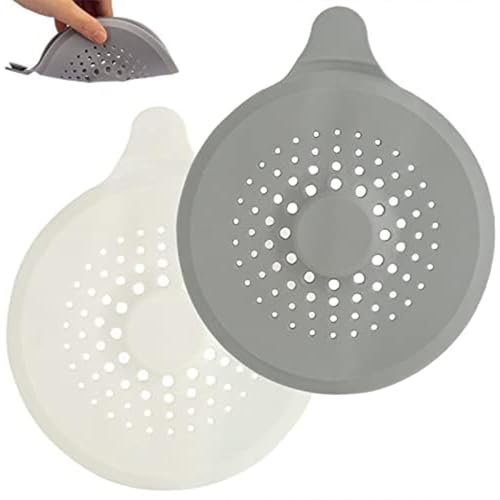 (2 Pack) Hair Catcher for Shower Drain, Silicone Sink Strainer Protector, Shower Drain Cover, Hair Stopper Trap for Bathroom & Kitchen Sink