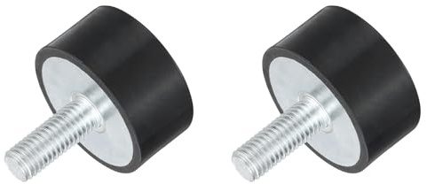 QUARKZMAN 2 Stück M10 Gummipuffer Gewindegummibuchsen 40 x 20mm | Schwingungsisolatoren, Zylindrischer Stoßdämpfer mit Stiften