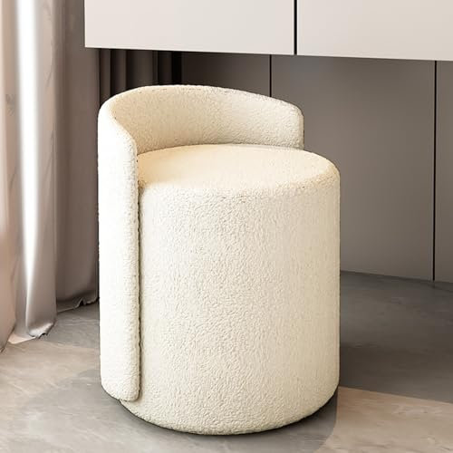 Drehsessel Wohnzimmer, Runder Boucle Sessel mit 360° Drehbarem, Schminkstuhl, Loungesessel, Bequemer Polstersessel Einzelsofa für Wohnzimmer Schlafzimmer(White Lambswool)