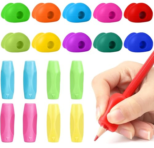 PROPOG Guide Doigts Ecriture Enfant, Lot de 18 Guide Doigt Embout Crayon Grips Pour Crayon Pour Enfants Étudiants Aide Ecriture Enfant, Devoirs Dessin Cahier Magique Écriture