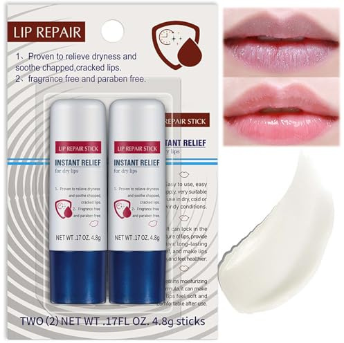 2PCS Lip Balm Set - Moisturizing, Repairing, Long-Lasting, for Dry, Cracked Lips - Day/Night Skincare Gift for Teens, Kids, Women - Lip Repair Cream Stick and Gel Set