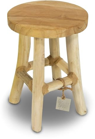 mgc24 Sgabello per piante in teak - supporto stabile a 4 gambe in legno massello, realizzato a mano, versatile e facile da pulire, premontato, ideale per soggiorno e giardino
