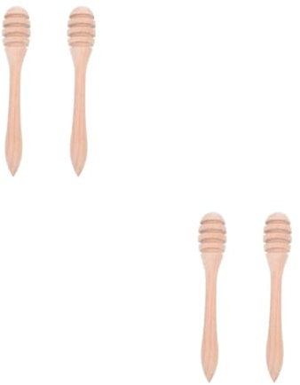 Garneck 2 Juegos Palo De Miel De Madera Mini Cucharón De Miel Palo De Llovizna De Miel Jarabe para Bebidas Miel A Granel Mini Cucharadas Cuchara De Nido De Abeja Reutilizable 2 Piezas * 2