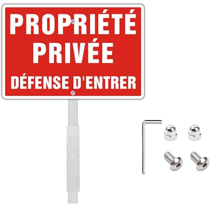 Felexdo Panneau Propriété Privée avec Piquet,30x20cmPanneau Propriété Privée Défense d'Entrer Signalétique Aluminium Réfléchissant Résistant Intempéries aux UV