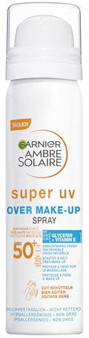 Garnier Spray Fissante Make Up con Protezione Solare SPF50+, Protezione da Macchie Scure, Trucco Perfetto a Lungo, Formula Vegana con Glicerina, Vitamina E e Acido Ialuronico, Ambre Solaire, 75 ml
