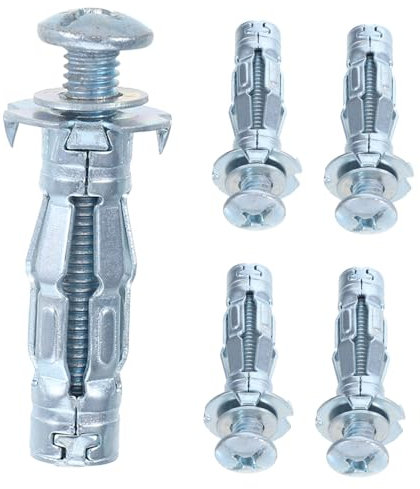 SOLUSTRE 5pezzi Ancore Per Pareti in Cartongesso Bulloni Di Espansione Per Montaggio Sicuro in Muri Mattoni Vuoti Viti Resistenti in Acciaio Per Progetti Domestici e Ufficio