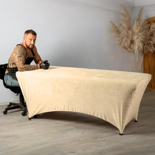 Untitled Kosmetikliege Velour Bezug für Wimpern Bett, 180 x 60 cm, Spannbetttuch für alle gängigen Wimpernliegen, Massageliegen, Couches - Sandy