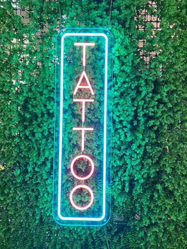 Neon Tattoo Sign (SUPER LARGE - 45x12'') 12V Adapter-Tattoo Neon Sign Tattoo decor Studio gift ideas Tattoo wall decor Tattoo signs decor Shop sign open (45x12'')