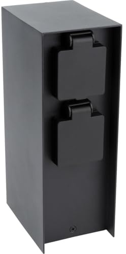 Borne de jardin à fixer 2x16A IP44 - Aluminium Noir - Zenitech (4 Prises 16A)