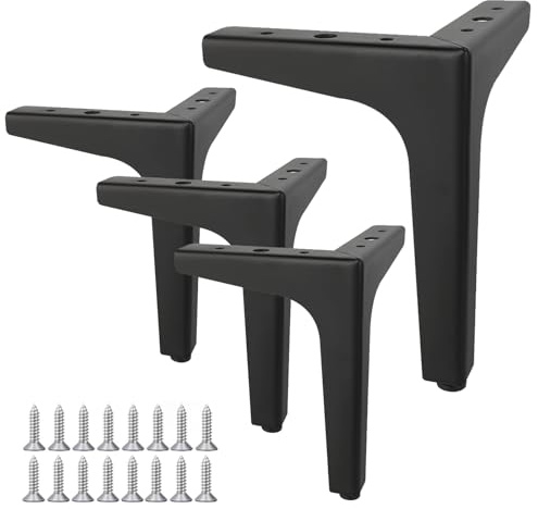 4 Stück Möbelfüße,15 cm Dreieck Tischbeine,Ersatz Sofafüße Metallfüße, für Stühle Tisch Schrank,Bett ,Schränke,Sofa,Nachttisch,TV-Schränke,Schubladen,Couch Stuhl Ottomane,Mit Schrauben(Schwarz)