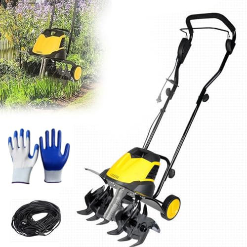 Coltivatore elettrico da giardino senza fili con 6 lame, profondità di lavorazione 22 cm, larghezza 45 cm, cavo di alimentazione da 30 m, design pieghevole per una preparazione efficiente del prato e