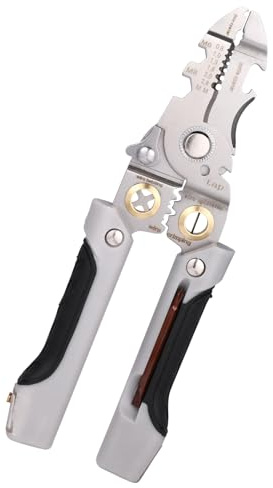 Lyreh Pelacables 21 en 1, Multifuncional Herramienta para Pelar Cables con Funciones Medición de Electricidad Alicates de Electricista para Bricolaje Construcción del Hogar Crimpeado y Corte