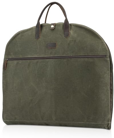 Polare Kleidersack aus gewachstem Segeltuch, Vollnarbenlederbesatz, Handgepäcktasche für Reisen, wasserdicht, staubdicht, faltbar, hängende Koffer, Wochenend-Kleiderhülle mit YKK-Reißverschluss