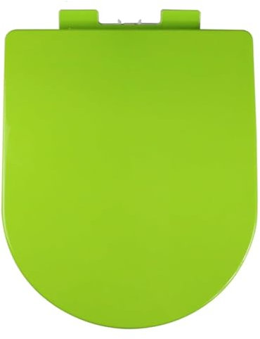 Abattant WC en forme de D à fermeture amortie – Charnières réglables à dégagement rapide Fixation sur le dessus Couleur verte Convient aux toilettes en forme de D/U Installation facile et couvercle