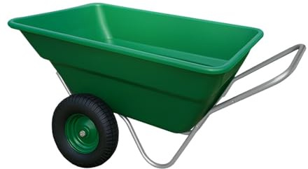 Equimed 300L Garden Wheelbarrow on offer marked fadded - Heavy Duty XL Trolley with Giant 300L Plastic Bucket, Puncture-Proof Large-Profile Wheels, Galvanised Tubular Frame, High Handle
