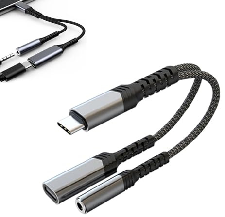 ZFRITP Adaptateur USB C Jack 3.5mm avec Charge Rapide PD 60 W, Prise Type C vers AUX 2 en 1 pour écouteurs Compatible avec iPhone 16 Pro Max, Samsung Ultra/S24/S24+,Huawei USW