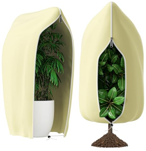 Priksia Pflanzenschutzhaube 2 Stück, Winterschutz für Pflanzen Frostschutz, Reißfest, mit Reißverschluss Zugband, Wiederverwendbar, Atmungsaktiv Winterschutz für Palmen, Olivenbaum Kübelpflanzen