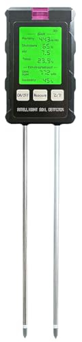 XPEX 1 Pezzi Misuratore PH Terreno 6 in 1,Sensore Umidità Terreno con Fertilità del Suolo/Umidità/pH/Temperatura/Luce Solare/Umidità Ambientale,per Giardinaggio,Prato,Agricoltura,Piante da Esterno