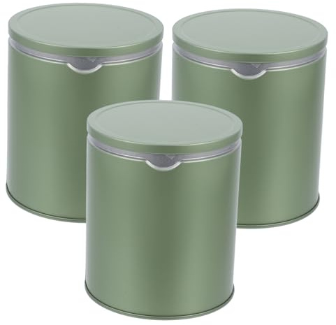SOLUSTRE Boîtes à Thé Hermétiques En Fer Blanc 3 Pièces, Petite Taille, Boîtes De Conservation Pour Aliments Secs, Couvercle, Portables Pour Maison, Bureau Et Voyage