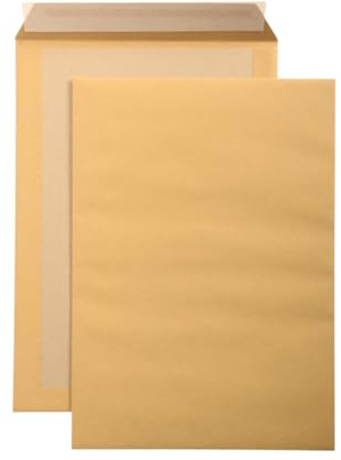 Versandtaschen C5 braun 162 x 229 mm mit stabiler Papprückwand, haftklebend, ohne Fenster, 25 Stück