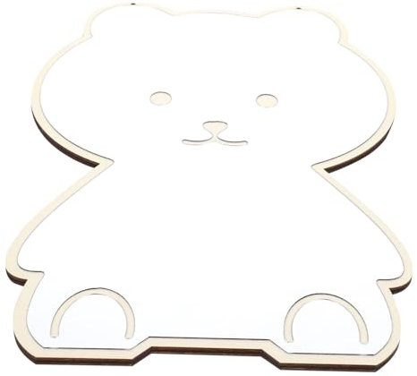 TOYANDONA Espejo Colgante Acrílico para Pared Diseño de Oso Sonriente Marco de Madera Duradero Decoración para Habitación de Niña Instalación Fácil Uso Maquillaje y Baño