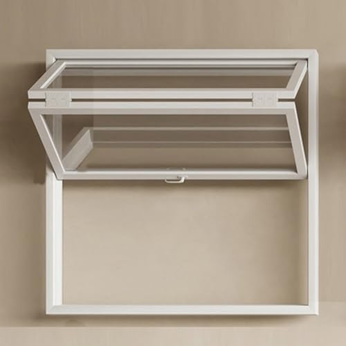 Ventana Plegable Interior de Doble Guillotina - Ventana de Concesión de Aluminio con Vidrio Reforzado. Ventana Corrediza Comercial Personalizable para Restaurante Café(White,WxH 32x40in/81.2x101.6cm)