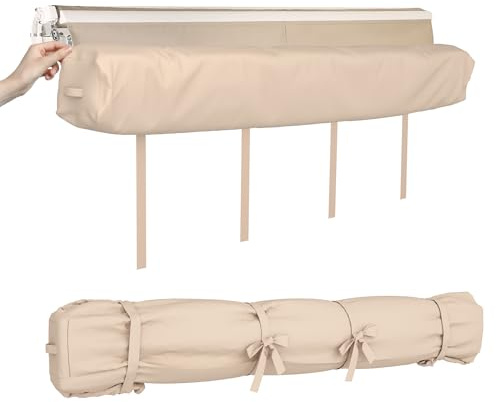 AECOJOY Awning Cover, All-Weather Protective Cover for 10' Wide Retractable Awnings for Patio, Waterproof Storage Bag Polyester Fabric, Beige