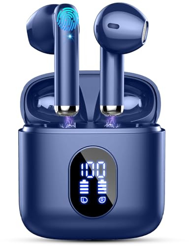 Wireless Earbuds, Bluetooth 5.4 Headphones 2026 Wireless Headphones with Deep Bass, New Mini Bluetooth Earphones in Ear 4 ENC Mic, Noise Cancelling Ear buds 30H Bluetooth Earbud Dual LED Display USB-C