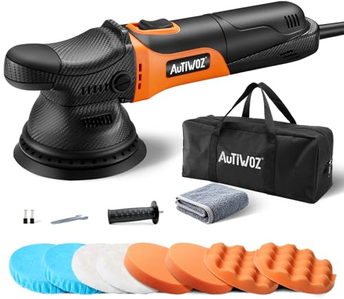 AUTIWOZ Auto Polisseuse Orbitale,125mm Kit de Machine à Polir,630W Polisseuse Voiture Compacte Avec 6 Vitesses Variables (2000-6200 tr/min), Pour Automobile,Cirage,Lustrage,Polir,Ponçage - W01