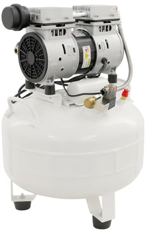 Viskande kompressor 65 dB tyst oljefri tryckluftskompressor 8 bar 30 l panna med tryckreducerare och vattenavskiljare, för hemreparationer, rengöring, lackering och tandvård