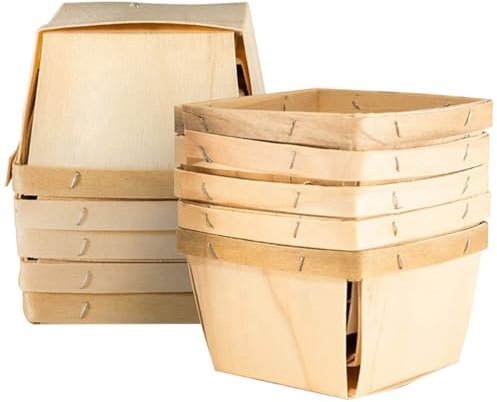 Toyvian Juego de 10 Cestas de Madera Natural para Pan y Frutas, Tamaño Compacto 4 X 4 X 2,6 Pulgadas, Adecuado para Uso en Restaurante y Cocina