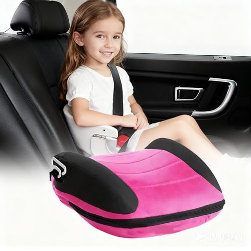 Aufblasbare Sitzerhöhung Auto Kinder Tragbar Rückenfreie Autositzkissen Booster Sitz Reisefreundlich Bequem Komfortable Autositz Risers Für Kleinkind für Zuhause, Esszimmer, Reisen (Rosa)